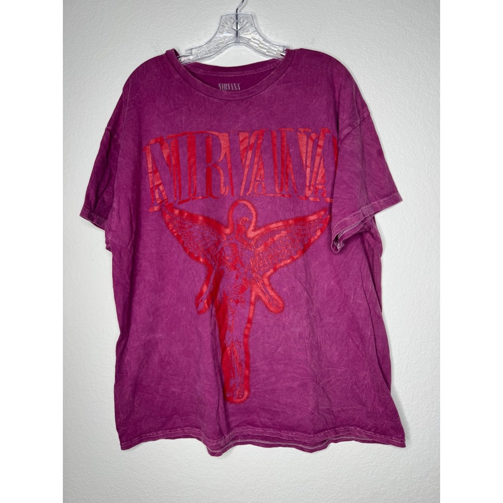 Nirvana‎ In Utero Live 93 Graphic T-Shirt Purple Mineral Wash Mens XL Angel Tour